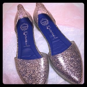 Jeffrey Campbell silver glitter jelly flats!!